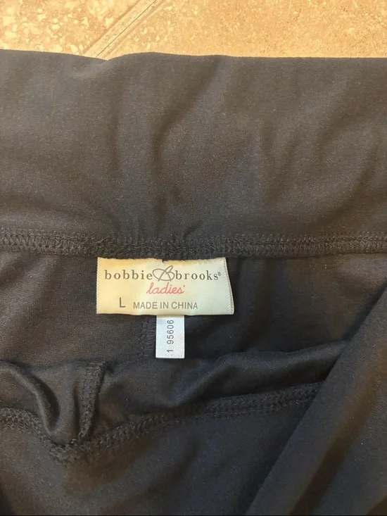 Bobbie Brooks Black Knit Pants with Fold-Over Waistband - Picture 2 of 5